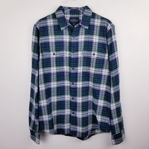 Lucky Brand Navy Blue & Green Plaid Flannel Shirt NWT Medium
